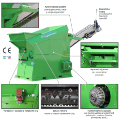 Předdrtič 20 kW/dopravník a magnet